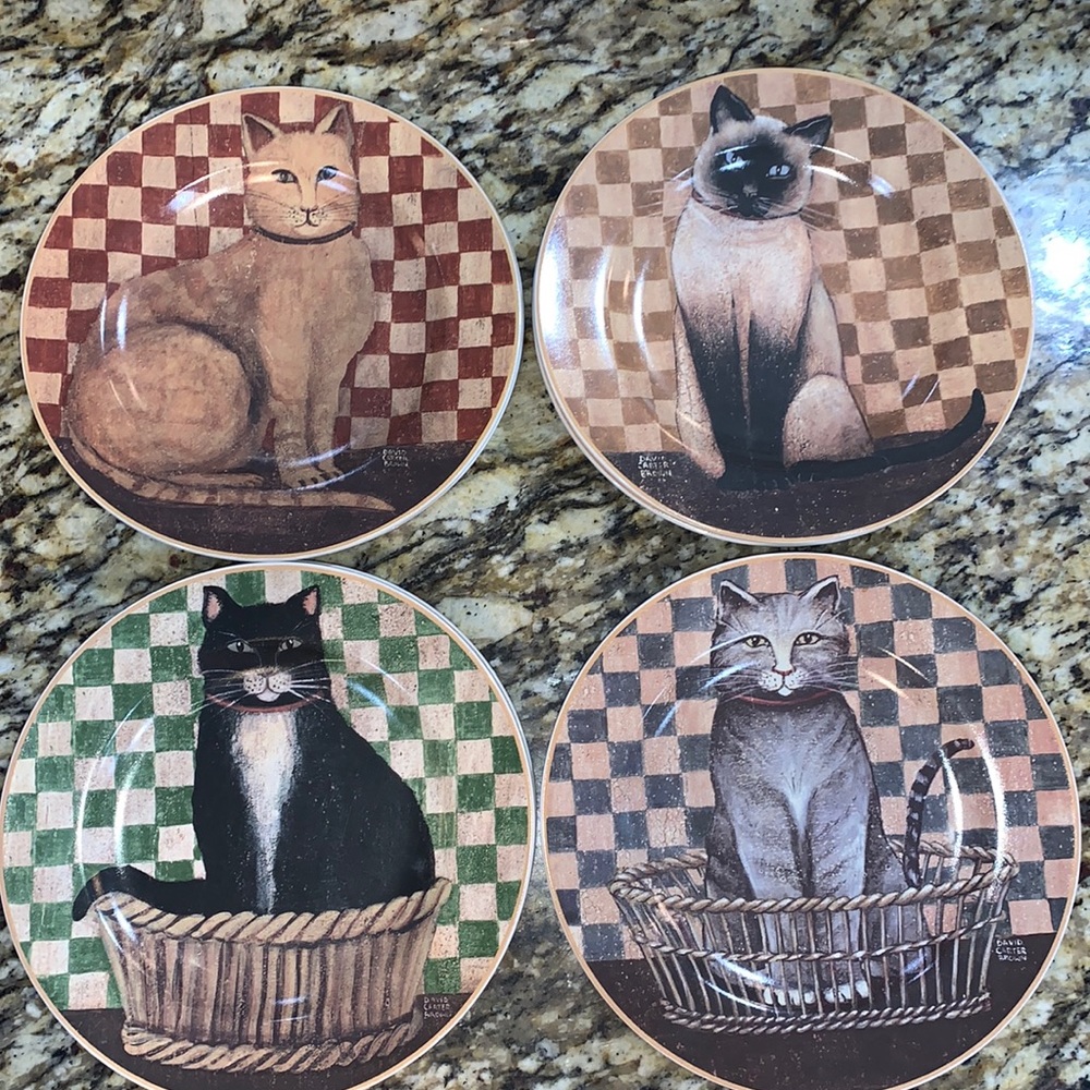 Cat plates set of 8